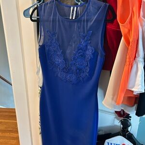 Blue Sleeveless Sheath Cocktail Dress
